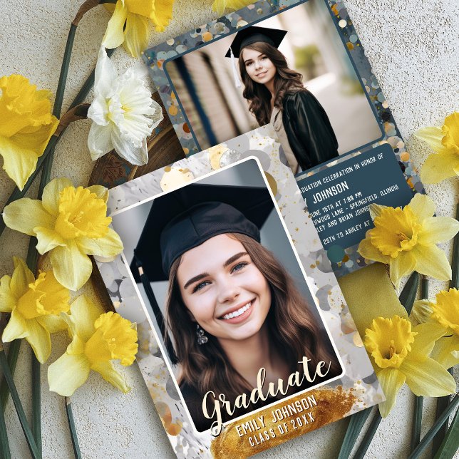 Silver and Golden Foil Confetti Graduation Invitation (Creator Uploaded)