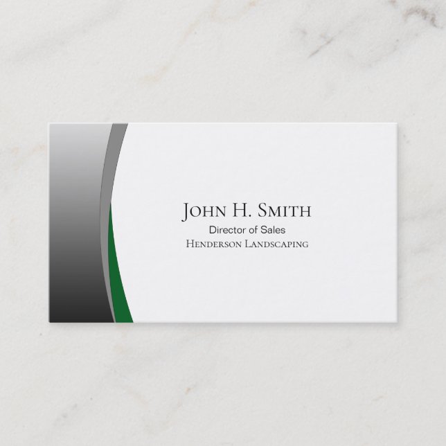Silver and Green Elegant Landscape  Business Card (Front)