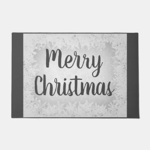 Silver and grey frost Merry Christmas Doormat