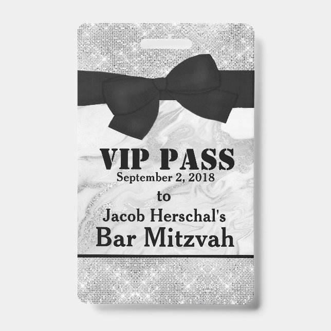 Silver and Marble VIP Party Badge ID Badge (Front)