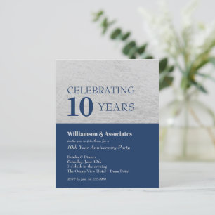 Silver and Navy Budget Business Anniversary Invite