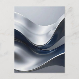 Silver And Navy Fluid Waves Abstract Modern Design Postcard