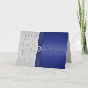 Silver and Navy Thank You Card