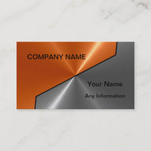 Silver and Orange Luxury Metal Business Cards