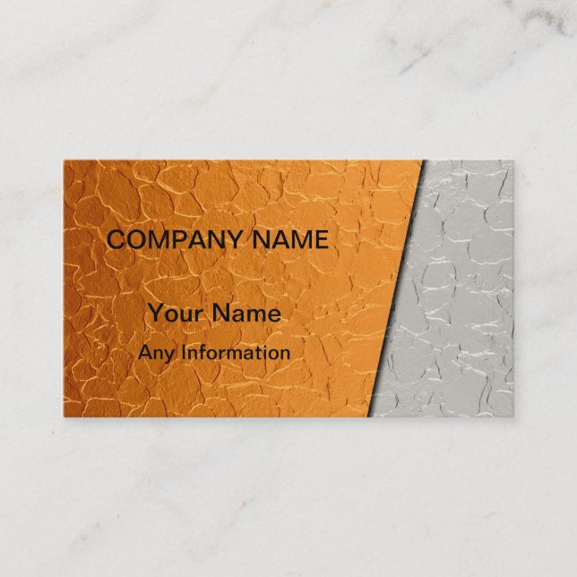 Silver and Orange Luxury Metallic 2 Business Card (Front)