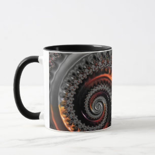 Silver and Orange Mandelbrot with Sphere Mug