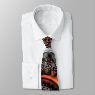 Silver and Orange Mandelbrot with Sphere Tie