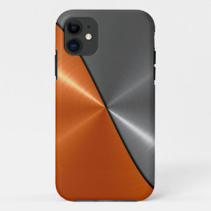 Silver and Orange Stainless Steel Metal 3 Case-Mate iPhone Case