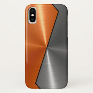 Silver and Orange Stainless Steel Metal Case-Mate iPhone Case