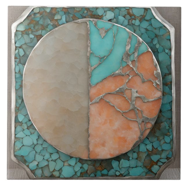 Silver and Peach stone texture Tile (Front)