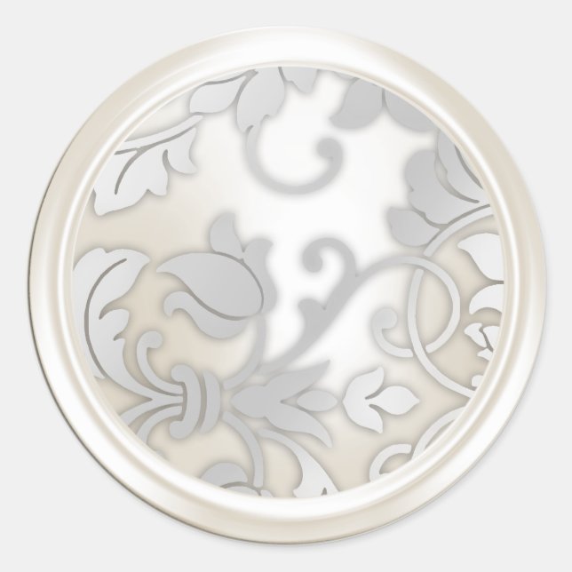 Silver and Pearl Damask Envelope Seal (Front)