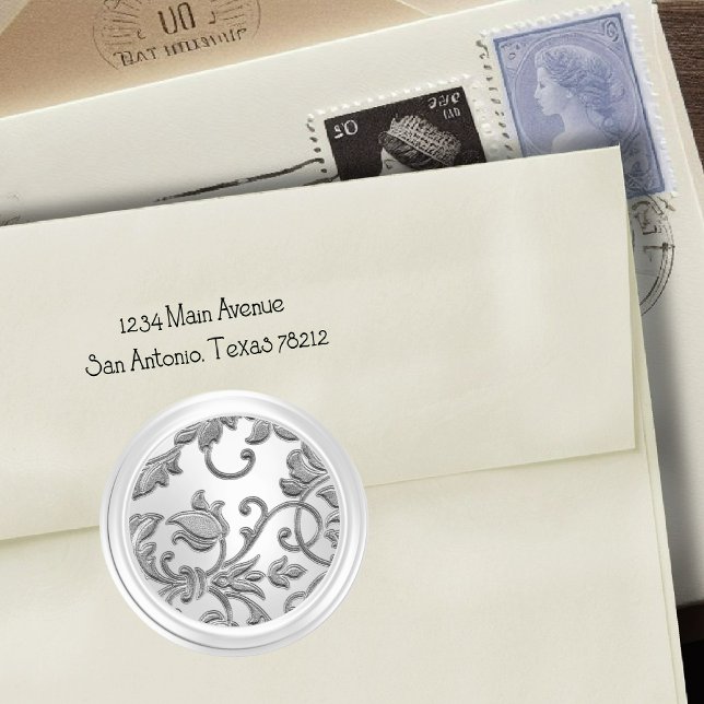 Silver and Pearl Damask Envelope Seal (Creator Uploaded)