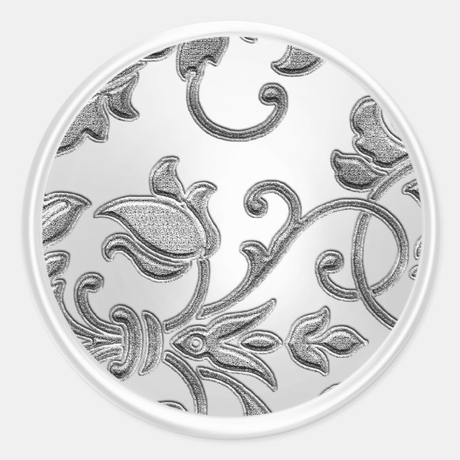 Silver and Pearl Damask Envelope Seal (Front)