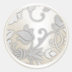 Silver  and Pearl Damask Envelope Seal