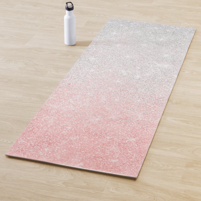 Silver and Pink Glitter Ombre Luxury Design Yoga Mat (In Situ)