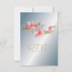 Silver and Pink Lily RSVP Card