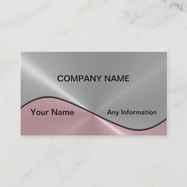 Silver and Pink Luxury Metal Business Cards 2 (Front)