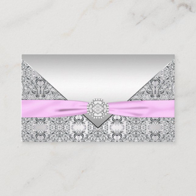 Silver and Pink Seating Cards (Front)