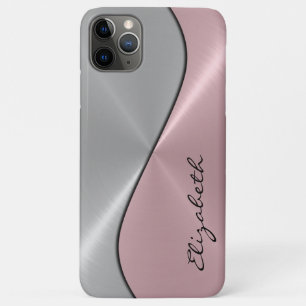 Silver and Pink Stainless Steel Metal Case-Mate iPhone Case