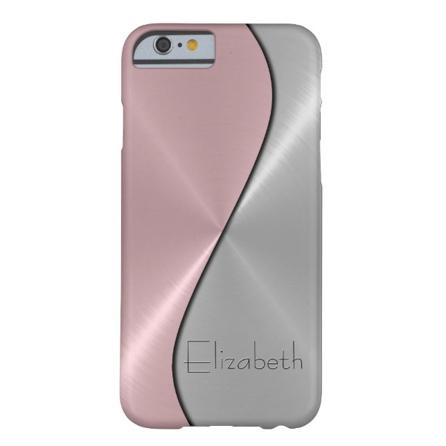 Silver and Pink Stainless Steel Metal Case-Mate iPhone Case (Back)