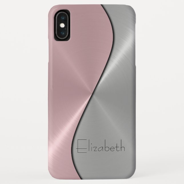 Silver and Pink Stainless Steel Metal Case-Mate iPhone Case (Back)
