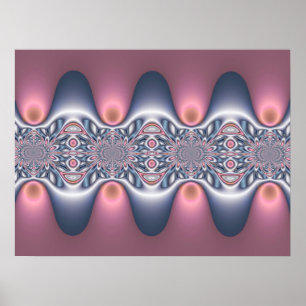 Silver and Pink Waves Poster