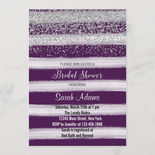 Silver and Plum Bridal Shower Invitation