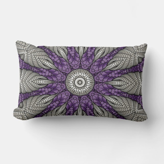 Silver and Purple Abstract Lumbar Cushion (Front)