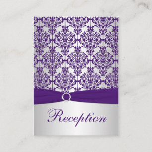 Silver and Purple Damask Enclosure Card