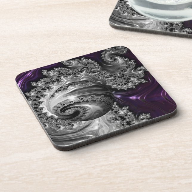 Silver and Purple Fractal Vortex Coaster (Left Side)