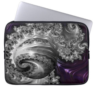Silver and Purple Fractal Vortex  Laptop Sleeve