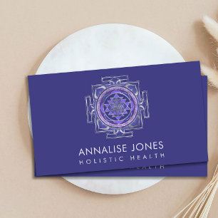Silver and Purple  Sri Yantra  / Sri Chakra Business Card