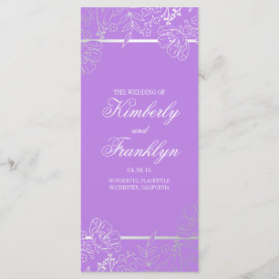 Silver and Purple Vintage Floral Wedding Programs Programme