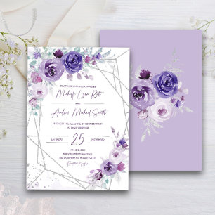 Silver and Purple Wedding Invitation