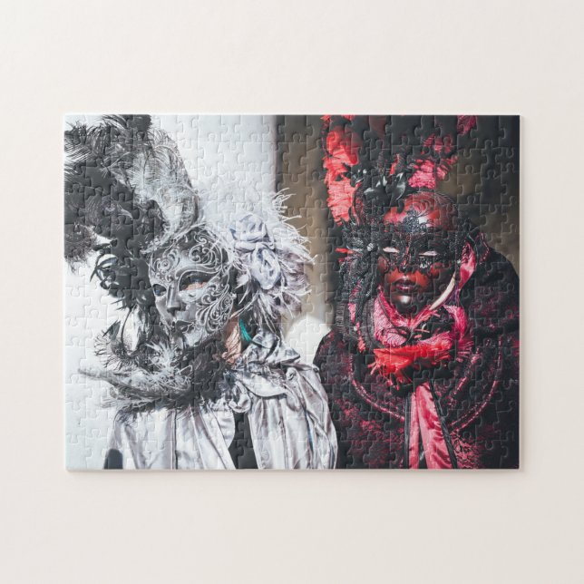 Silver and red carnival masks in Venice(Italy) Jigsaw Puzzle (Horizontal)