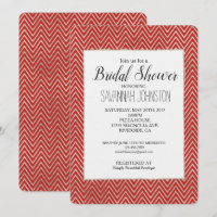 Silver and Red Chevron Stripes Bridal Shower