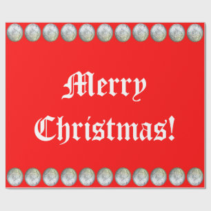 Silver and Red Christmas Wrappping Paper