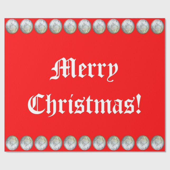 Silver and Red Christmas Wrappping Paper (Flat)