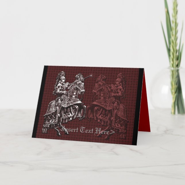 Silver and Red Mediaeval Knights Greeting Card (Front)