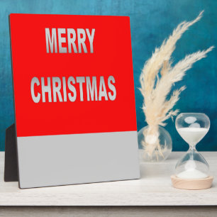 Silver And Red Merry Christmas Plaque