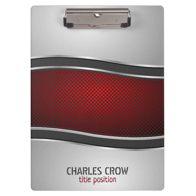 Silver And Red Metal With Dots Clipboard (Front)