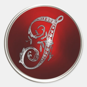 Silver and Red Monogram J Envelope Seal