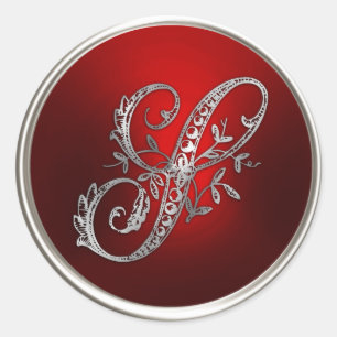 Silver and Red Monogram S Envelope Seal
