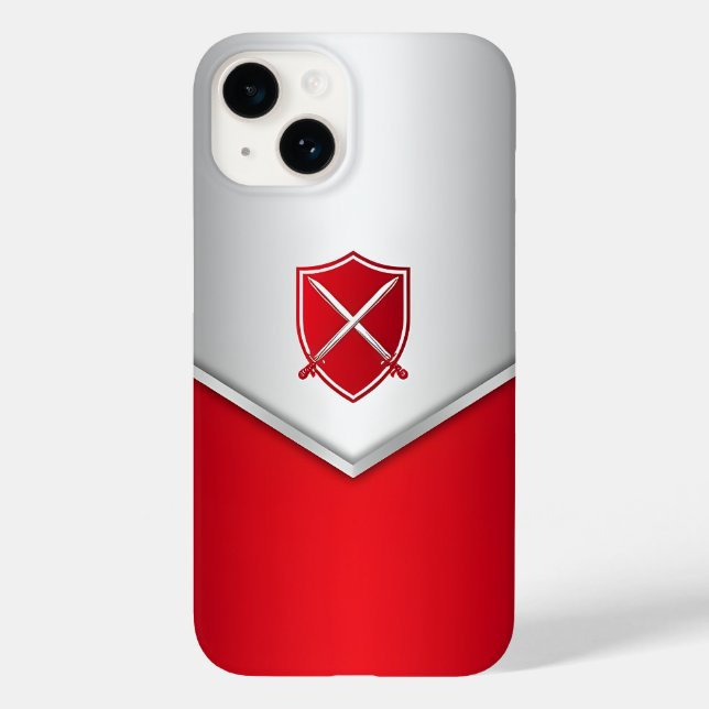 Silver and Red Shield with Crossed Swords Case-Mate iPhone Case (Back)