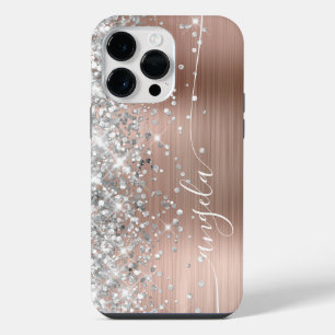 Silver and Rose Gold Glittery Glam Signature iPhone 14 Pro Max Case