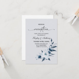 Silver and  Royal Blue Reception Invitation