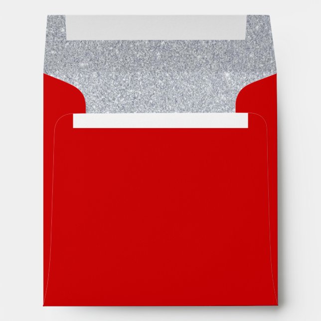 Silver and Ruby Red Sparkly Birthday Invitation Envelope (Back (Bottom))