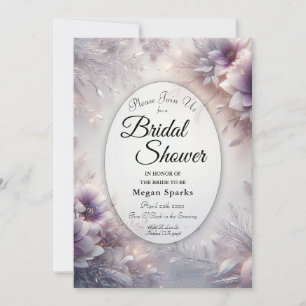 Silver and Soft Amethyst Winter Bridal Shower Invitation