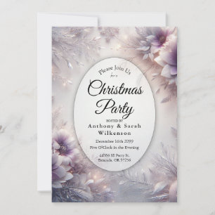 Silver and Soft Amethyst Winter Christmas Party Invitation