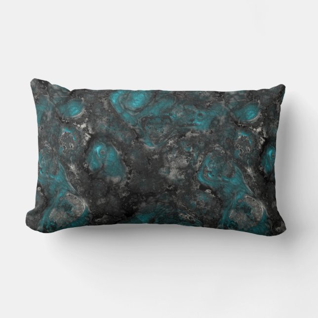 Silver and Turquoise Lumbar Cushion (Front)